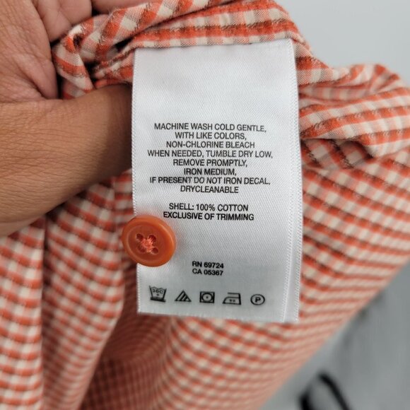 Columbia Men Orange Plaid Collar Pocket Short Sleeve Button Up Shirt Size XL - Picture 5 of 11